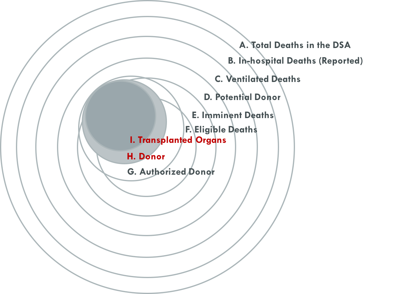 A diagram depicting the the donor yield calculation as the number of transplanted organs out of total donors